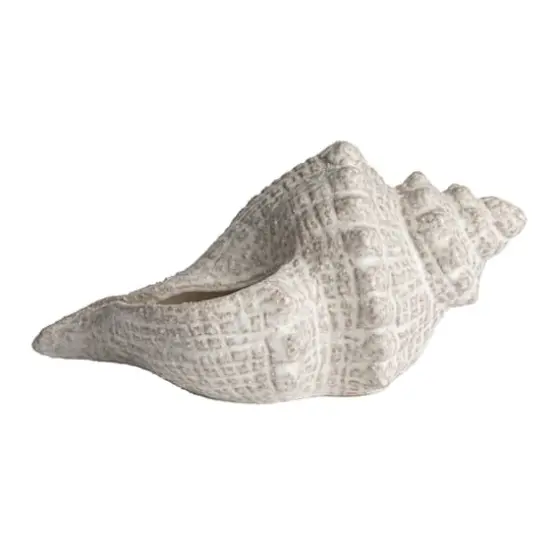 Hello Honey&reg; 10.25" White Reactive Glaze Conch Shell Stoneware Tabletop D&eacute;cor {6}