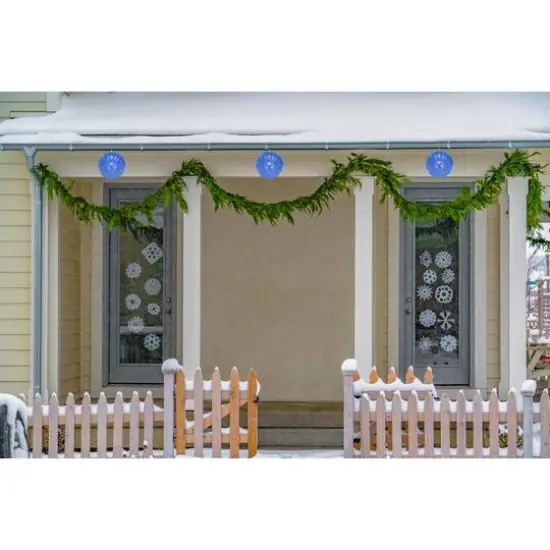 6" Blue LED Hanging Crystal Sphere Ball Outdoor Decoration {3}