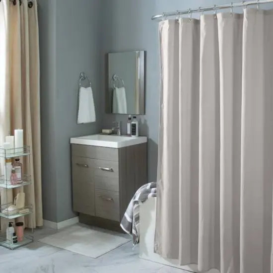 Bath Bliss Microfiber Soft Touch Dash Design Shower Curtain Liner Silver {9}