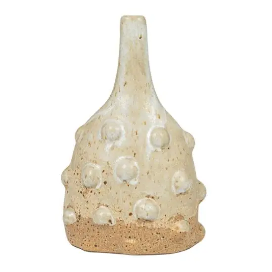 Hello Honey&reg; 8" White Stoneware Vase with Raised Dots & Reactive Glaze {7}