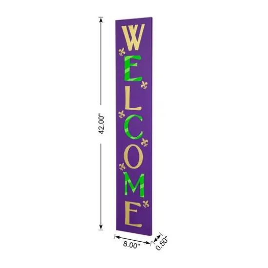 Glitzhome&reg; 42" Mardi Gras WELCOME Wooden Porch Sign {8}