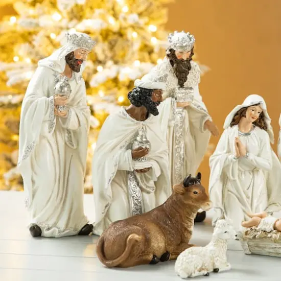 Glitzhome&reg; 12 Piece Oversized Ivory Nativity Figurine Set  {4}