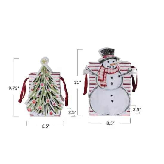 Hello Honey Compact Snowman & Christmas Tree Printed Paper Diecut Gift Bags, 2ct. {7}