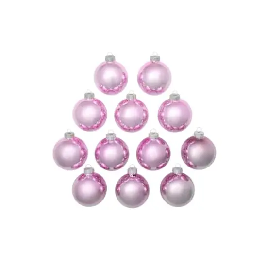 Whitehurst 12ct. 2.75" Shiny Glass Ball Ornaments Baby Pink Shiny {3}
