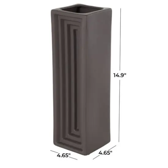 15" Black Rectangular Ceramic Vase {8}