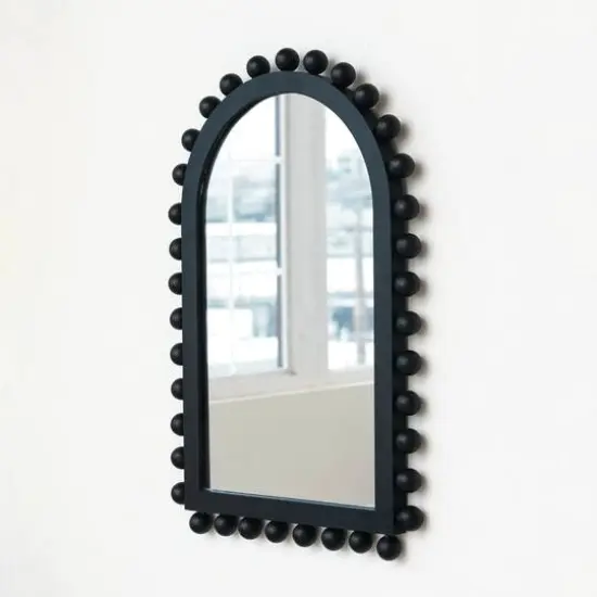 Hello Honey&reg; 31.5" Black Boho-Southwestern Beaded Arched Firwood Wall Mirror {3}