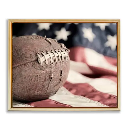Stupell Industries Football & American Flag Floater Framed Art Gold {1}