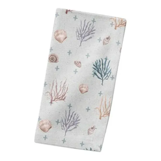 Multi Shell Coral Plus Cotton Twill Napkin Multi/Blue/Blue {3}