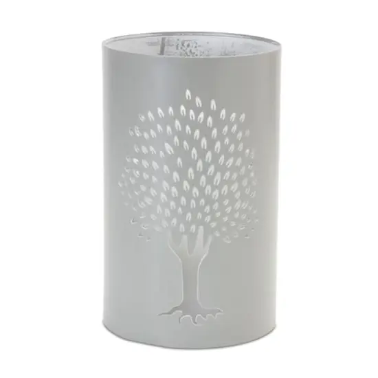 Gray Punched Tree Metal Candle Holder Set {5}