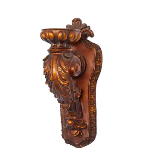 Bronze Polystone Traditional Candle Wall Sconce, 13" x 5" x 7" {5}
