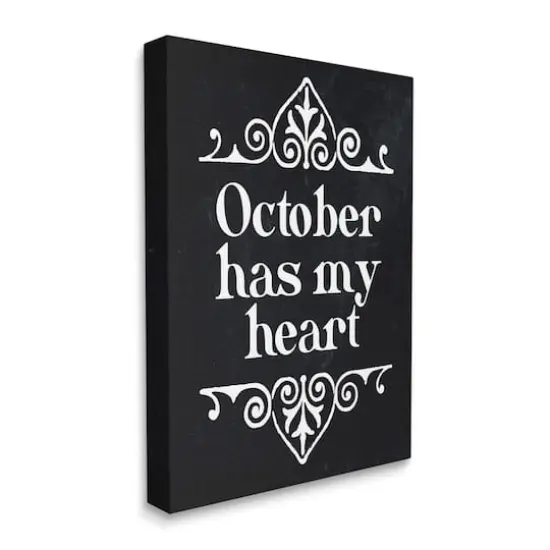 Stupell Industries Black October Has My Heart Canvas Wall Art {4}