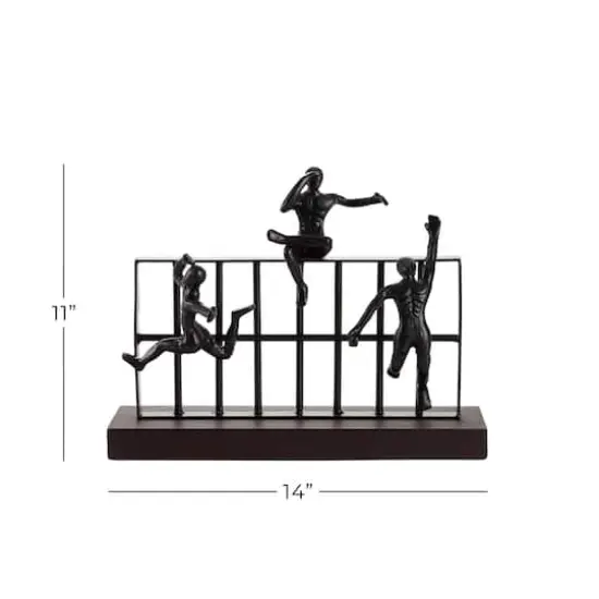 Black Metal Contemporary Sculpture, Climbing 10" x 14" x 9" {6}