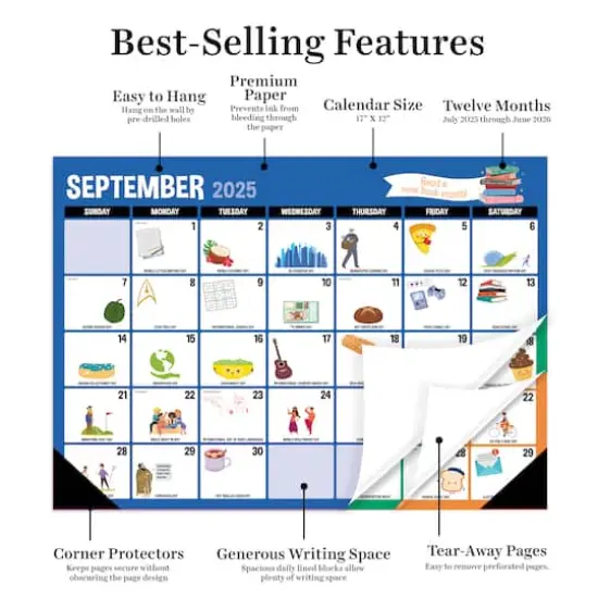 July 2025 - June 2026 Medium Every Day's A Holiday Desk Pad Monthly Blotter Calendar {4}