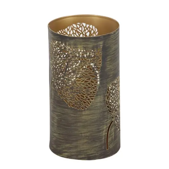 Set of 3 Metal Eclectic Lantern, 6", 9", 12 Large Brown Leaf {5}