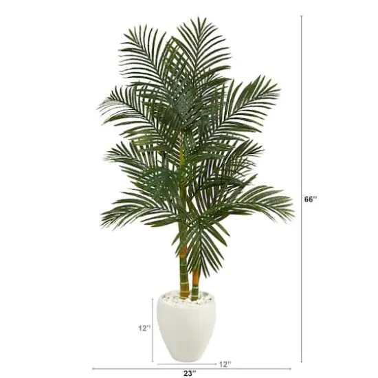 5.5ft. Golden Cane Artificial Palm Tree in White Planter {3}