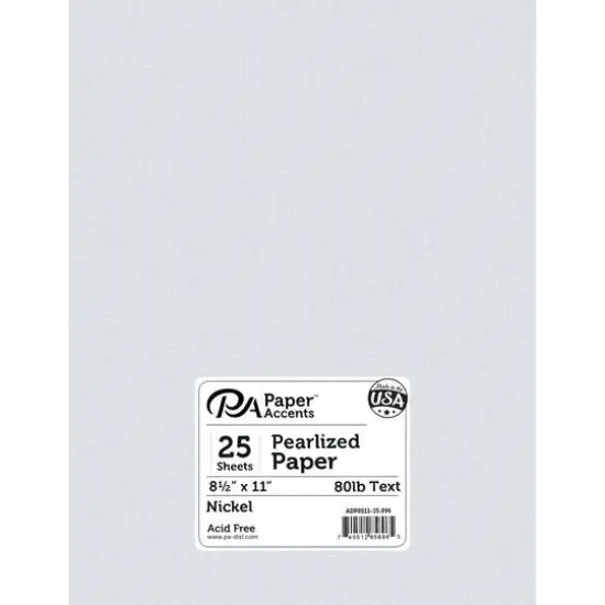 PA Paper&trade; Accents Pearlized 8.5" x 11" 80lb. Paper, 25 Sheets Nickel {1}