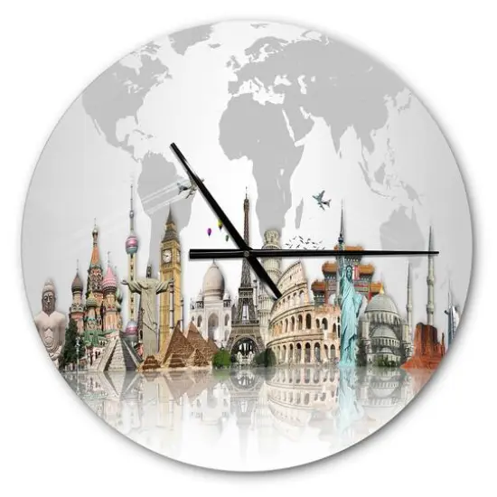 Designart Famous Monuments Across World Modern Wall Clock {1}