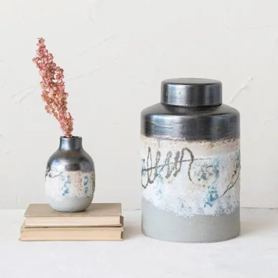 Hello Honey&reg; 13" Multicolor Reactive Glaze Decorative Stoneware Ginger Jar {8}