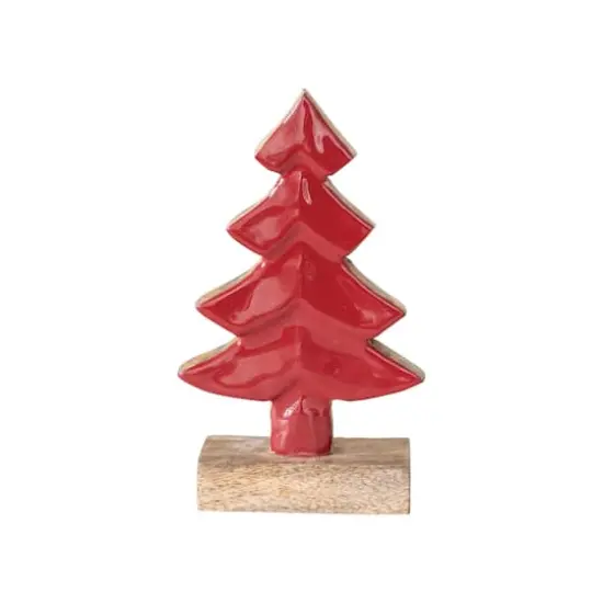 Hello Honey&reg; 8" Carved Red Enameled Mango Wood Tree with Base {1}