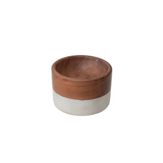 Hello Honey&reg; 2" White & Natural Marble & Acacia Wood Pinch Pot {1}