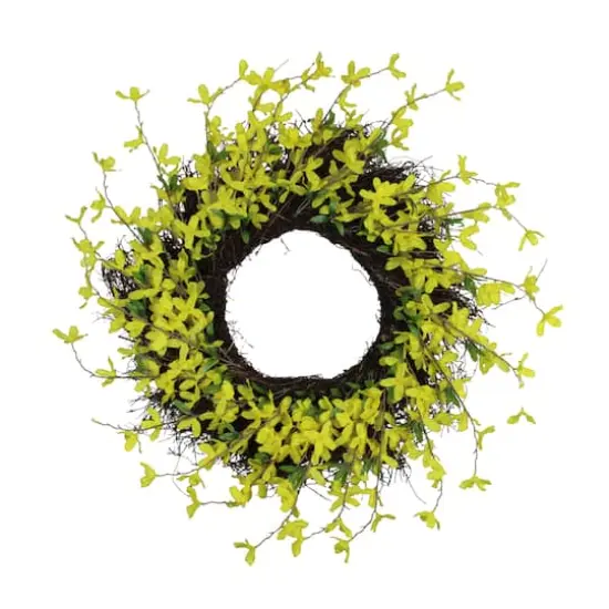 24" Yellow Forsythia & Grapevine Wreath {1}