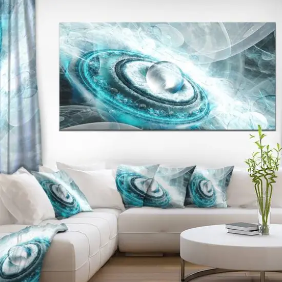 Designart - Blue Fractal Flying Saucer - Large Floral Canvas Art Print {5}