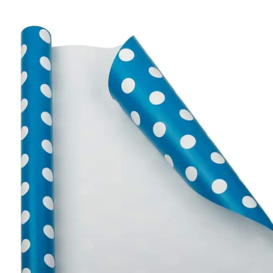 JAM Paper Polka Dot Gift Wrap Light Blue {1}