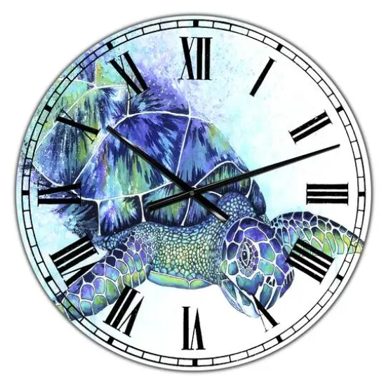 Designart 'Sea Turtle Oversized Cottage Wall Clock {1}