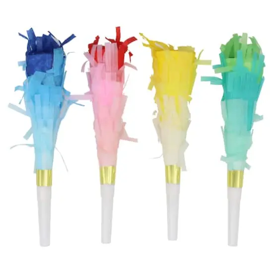 7" Multicolor Fringe Party Horns, 4ct. by Celebrate It&trade; {1}