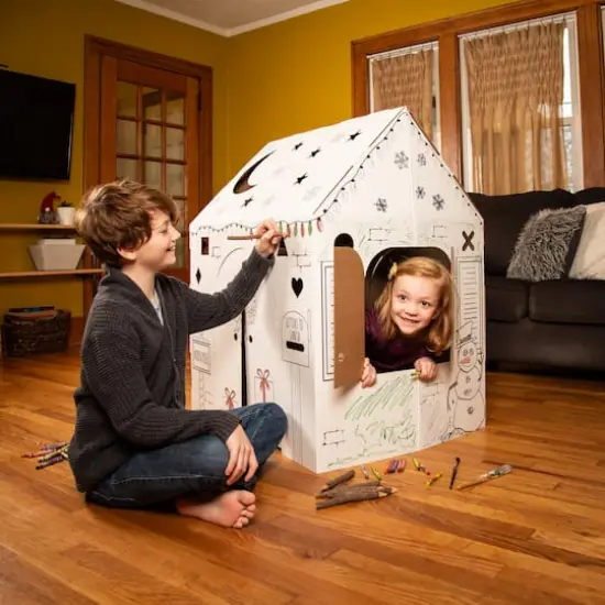 Easy Playhouse Holiday Cottage Cardboard Playhouse {11}