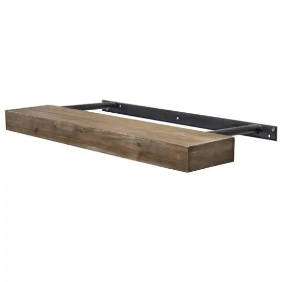 Walnut Brown Large Rustic Wood Floating Wall Shelf {6}
