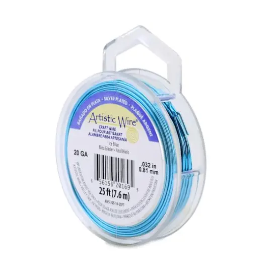 Artistic Wire&reg; 20 Gauge Silver Plated Tarnish Resistant Colored Copper Craft Wire, 25ft. Ice Blue {1}