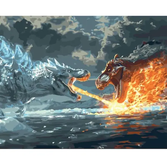 20" x 16" Dinosaur Battle Paint-by-Number Kit with Wood Display Hanger by Artist's Loft&reg; {1}