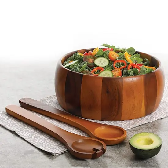 Gibson Home Laroda 3-Piece Brown Wood Salad Bowl Set {4}