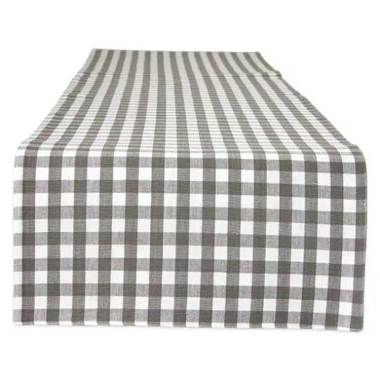 DII&reg; 108" Reversible Gingham & Buffalo Check Table Runner Gray/White {7}