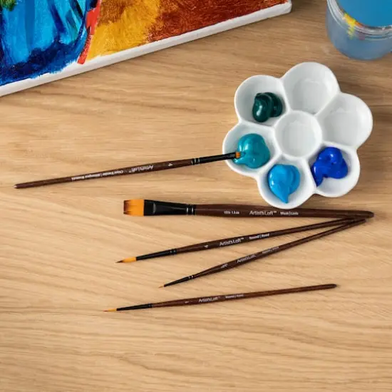 Golden Synthetic Acrylic 5 Piece Round & Wash Brush Set by Artist's Loft&trade; {3}
