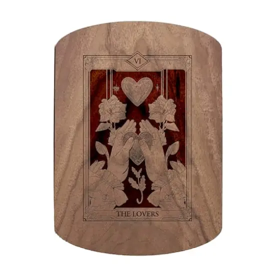 11" x 8" The Lovers Tarot Walnut Oval Cutting Board {1}