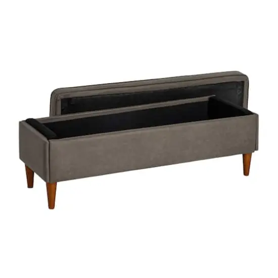 Hello Honey&reg; Atley Ash Gray Vegan Leather Upholstered Storage Bench {3}