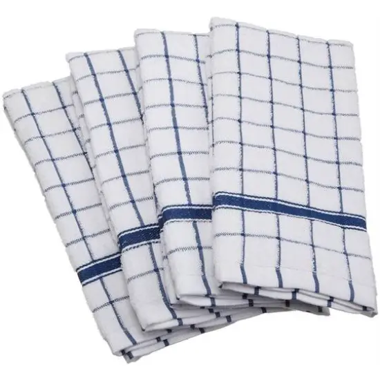 DII&reg; Nautical Blue Windowpane Terry Dishtowel, 4ct. {1}