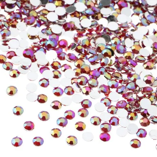 John Bead Acrylic Round Flat Back Rhinestones, 4mm Red AB {1}