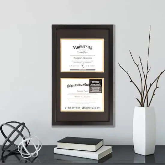 2 Opening 8.5" x 11" Black Document Frame with Double Mat by Studio D&eacute;cor&reg; {1}
