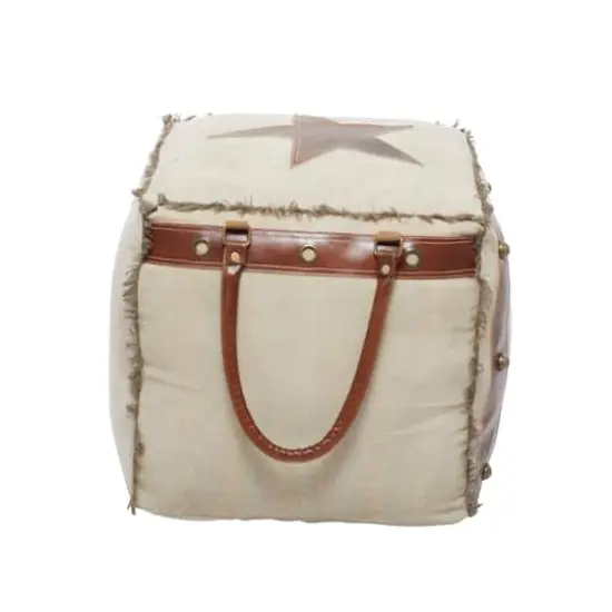 Brown Canvas Rustic Stool, 19" x 20" x 20" {4}