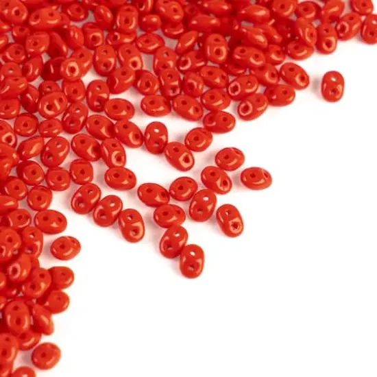 Superduo Two-Hole Czech Glass Beads Opaque Red {1}