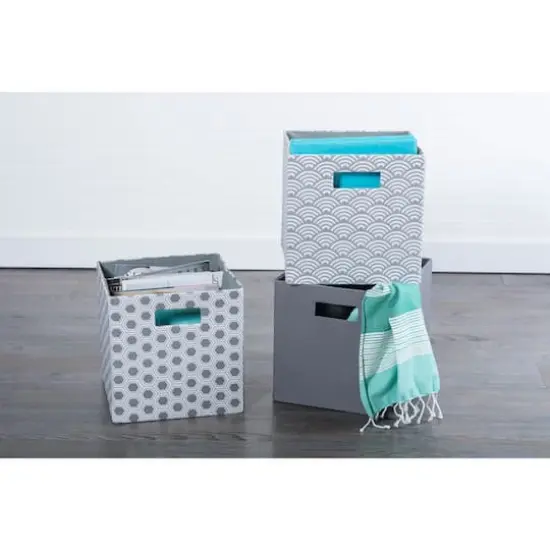 DII&reg; 13" Polyester Waves Storage Cube Gray {4}