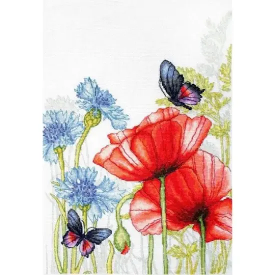 Luca-s Poppies And Butterflies Counted Cross Stitch Kit {1}