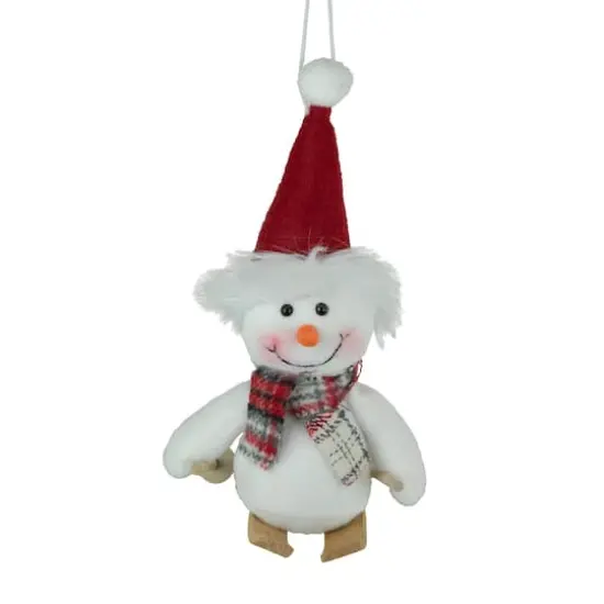 Skiing Snowman with Red Santa Hat Ornament {4}