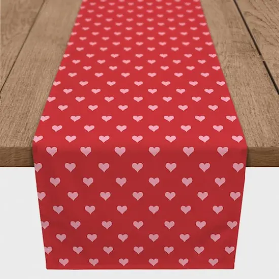 72" Pink & Red Hearts Pattern Poly Twill Table Runner {3}