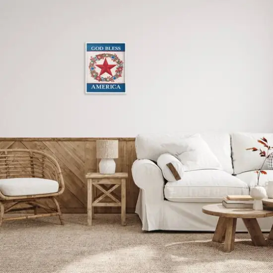 Stupell Industries God Bless America Wreath Framed Giclee Art White {3}