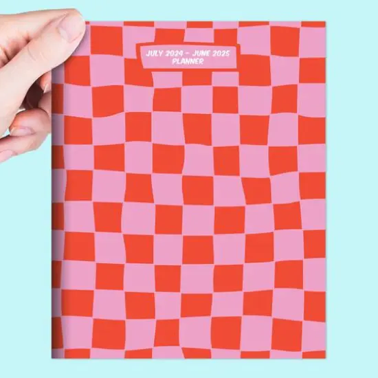 TF Publishing 2024-2025 Medium Checkered Pink & Red Monthly Planner {7}