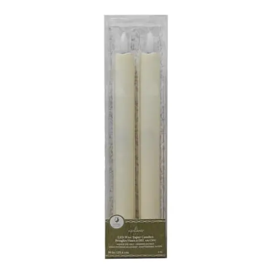 10" Flickering LED Wax Taper Candles, 2ct. by Ashland&reg; Ivory {4}